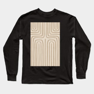 Beige brown geometric lines pattern Long Sleeve T-Shirt